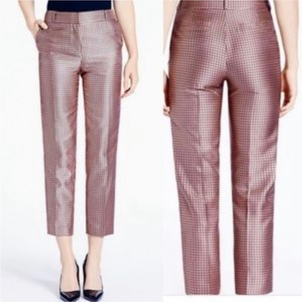 Kate Spade Lewitt Margaux Crop Pink Black Straight Ankle Pants Size 4